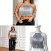Sexy Womens Mesh Tank Top With Tassels And Glitter For Summer 2025 Beauty Enthusiasts