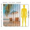 Beach Style Shower Curtain Exquisite Pattern Design Waterproof Anti-Mildew Bathroom Decoration Home Essential Rustproof Hooks