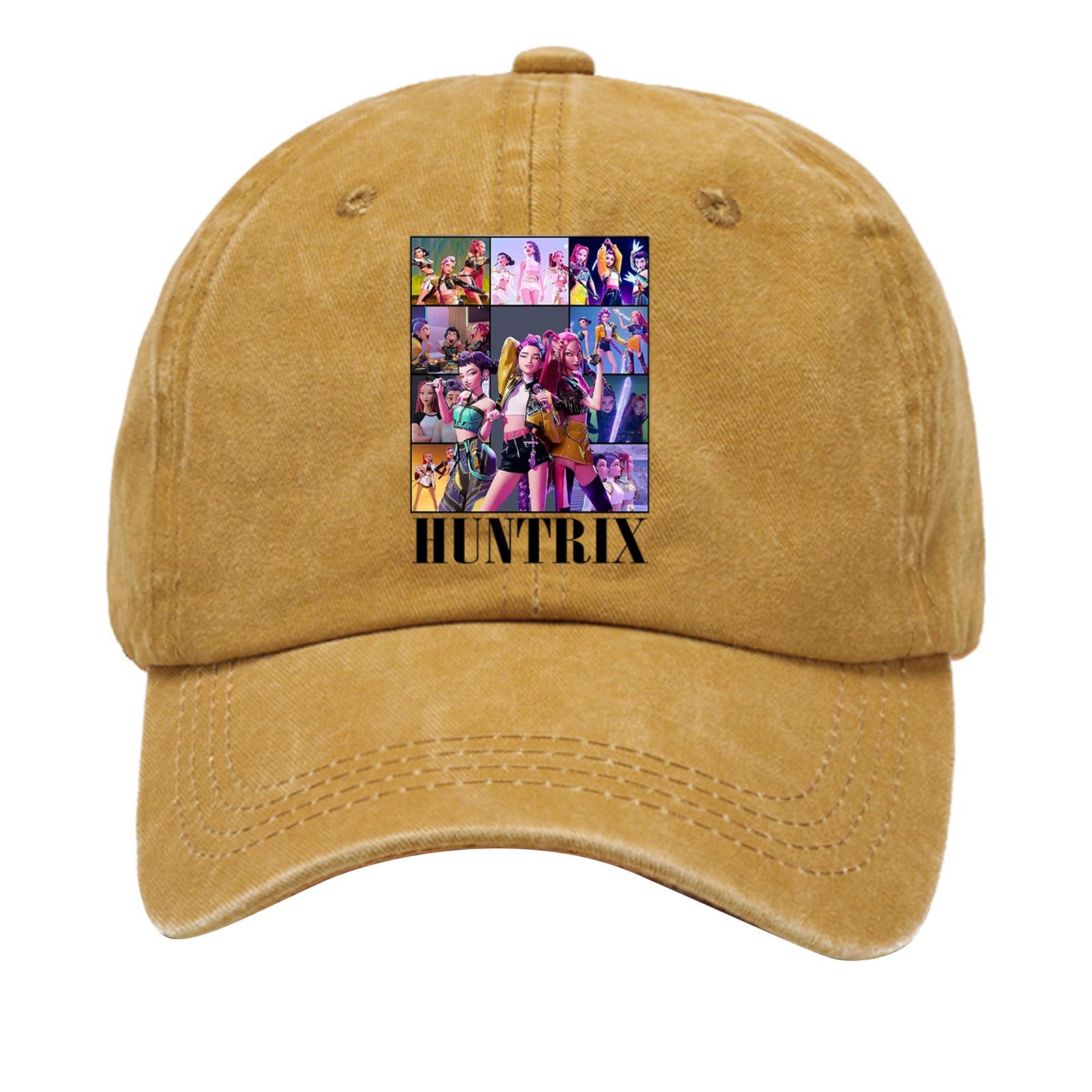 

Washed Cotton Baseball Cap With Printed Distressed Soft Top Denim Hat For Men, European And American Retro Hat One Size жовтий