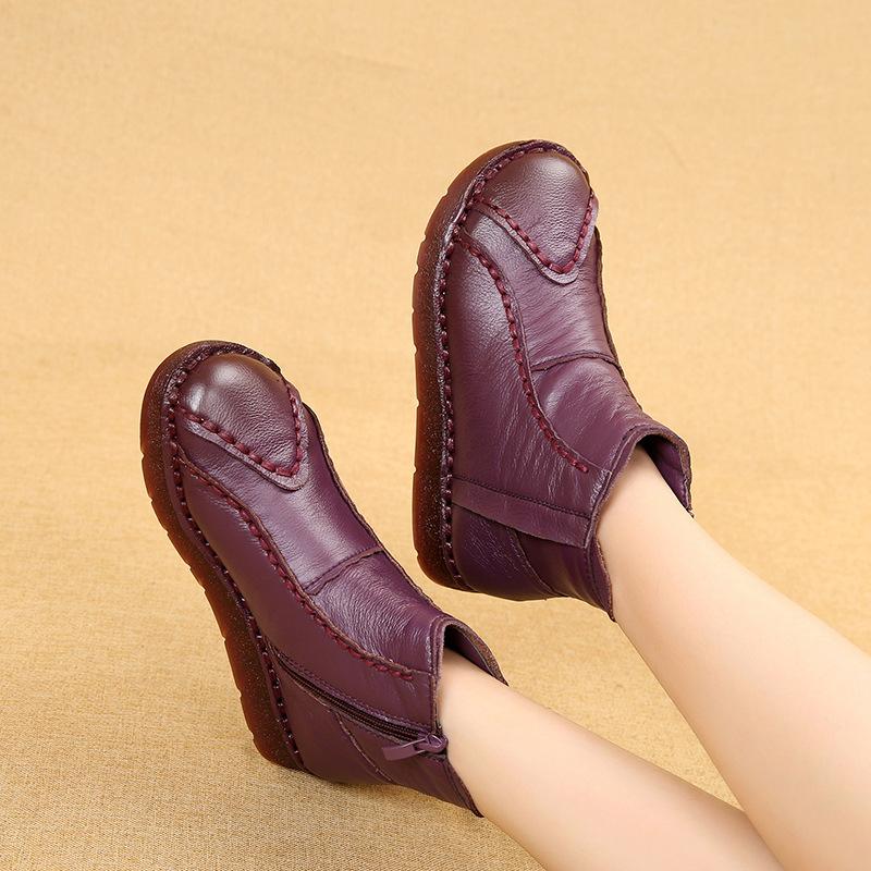 Autumn Women's Shoes Genuine Leather Boots Women's Fashion Winter Boots Women Flat Shoes Non-slip Warm Shoes Women Ankle Boots