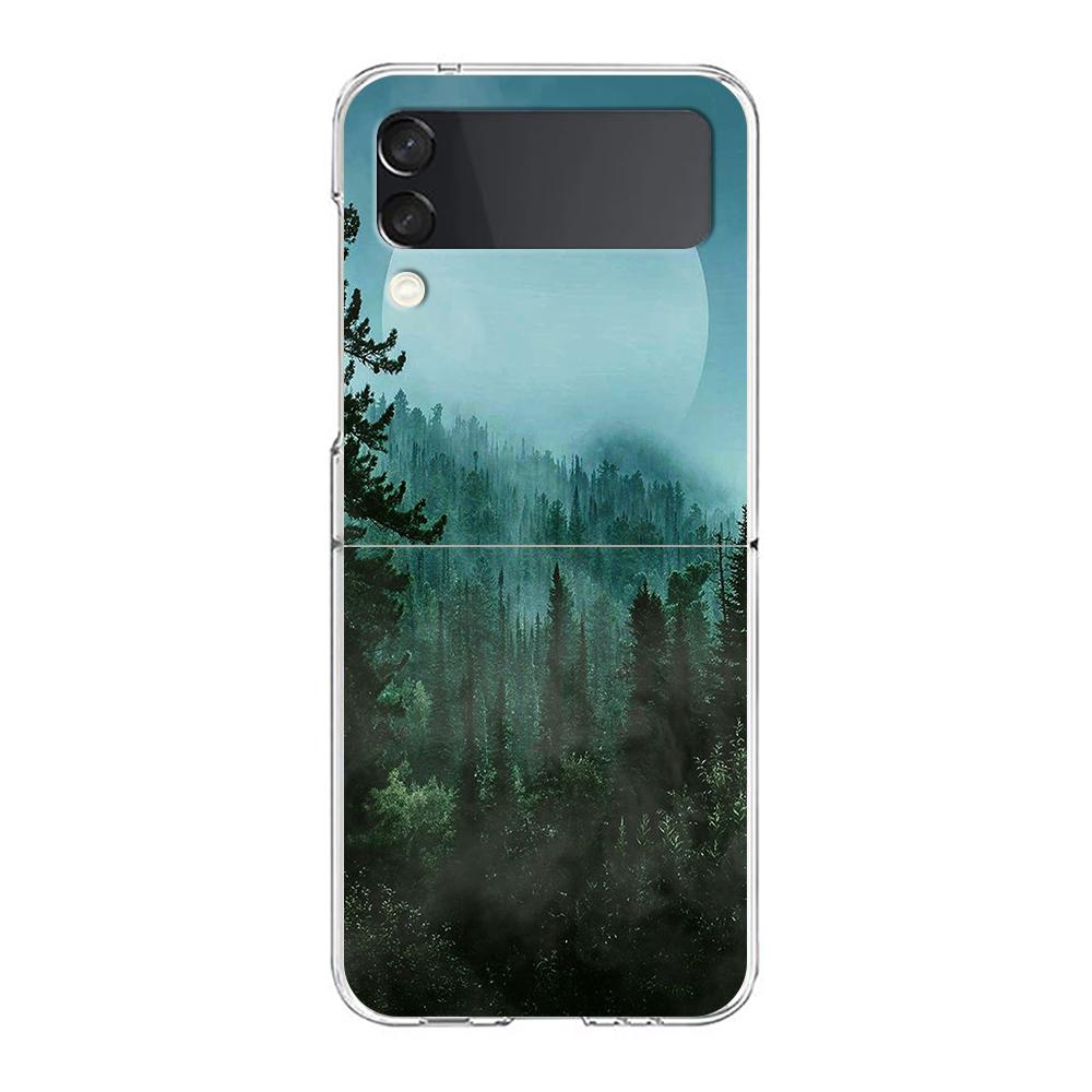 

Forest Geometry Wood Phone Case For Samsung Galaxy Z Flip 3 4 5 6 fold High Hard PC Shell For Galaxy Z Flip 3 5 6 Clear Cover Galaxy Z Flip