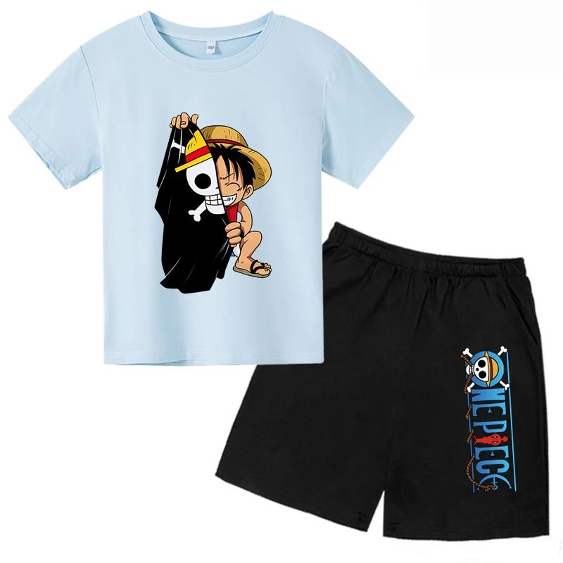 

Детские комплекты для детей Аниме One Piece Luffy Gear 5 Косплей Футболка Мальчики Луффи Мальчик Мультфильм Футболки Детские летние топы с коротким рукавом 150