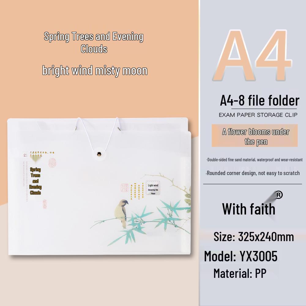 4-Pocket File Organizer for Students: Test Paper Sorting and Data Archiving