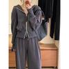 Trendy Korean-Style Slimming Women's Sport Suit: Stylish Spring/Autumn Hoodie & Casual Two-Piece Running Set