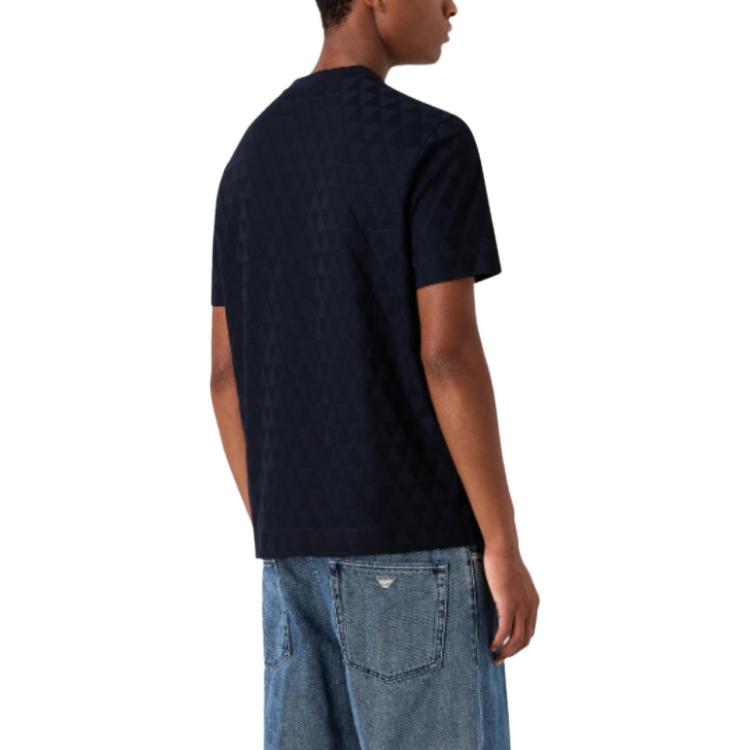 Emporio Armani Solid Color Fitted Crew Neck Short Sleeve T-Shirt Men tops Blue 6R1TDN1-JGYZ1-09N6