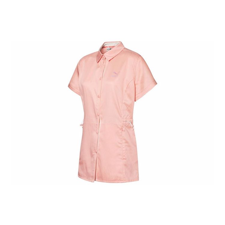 

Puma Florida Summer Logo Waist-Defined Sports Mid-Length Short Sleeve Shirt Women shirts Apricot-Red 533730-26 S