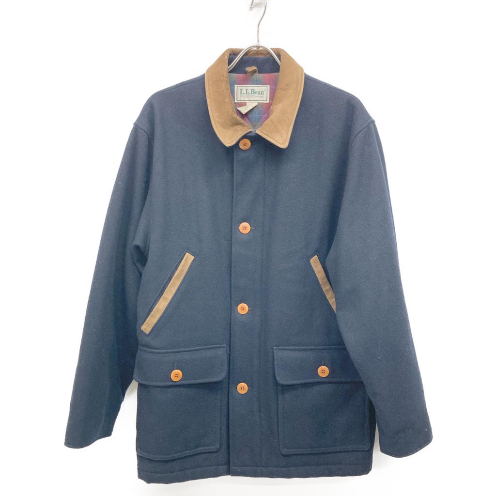 LLBean Navy Mackinaw Hunting Wool Jacket, 80s, Made In USA Jacket M NavyUsed