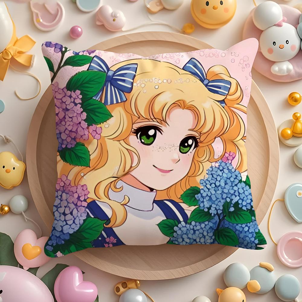 C-Candy Candy Anime Cushion Cover Plush Fabric Soft Double-Sided Printed Sofa Warm Winter Home Gift Pillow Cover