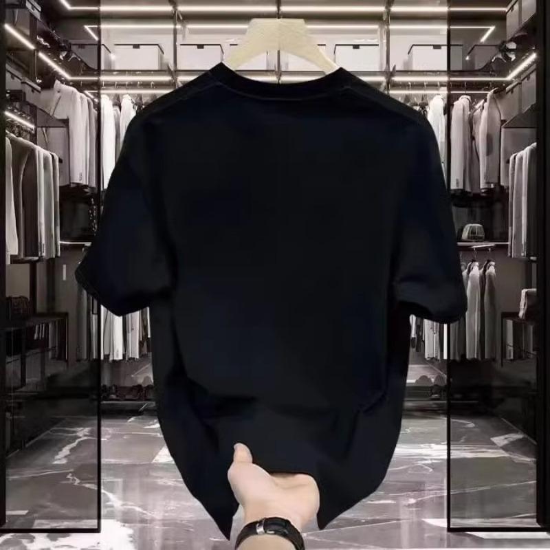 Mens American Style Heavyweight Cotton Loose Short Sleeve Cartoon Moon Print T Shirt