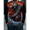 Men's Casual Daily Long-sleeved T-shirt, with Fashionable Printed Design, a Comfortable and Casual Top That Can Be Machine Washed
