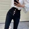 WTEMPO Large Size Solid Color Jeans for Women In All Four Seasons Retro Tight Fitting High Waist Denim Pencil Pants