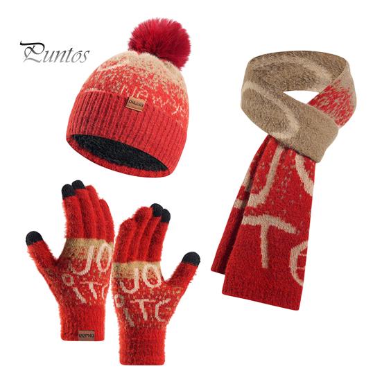 

3 шт./комплект унисекс рождественская шапка шарф перчатки комплект толстый вязаный жаккард теплая шапка перчатки эластичная защита ушей зимний новый год подарок купол шейный платок вино красного