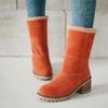Winter Fashion New Casual and Comfortable Fashion Boots Plus Velvet Warm Square Heel Round Toe Solid Color Women's Boots