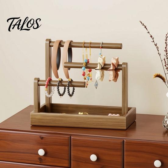 Jewelry Display Rack Wooden Headband Holder Stand, Hair Accessories Organizer Tray for Hairbands, Scrunchies, Wood Storage Ties, Bows & Clips,