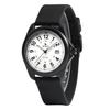 BUREI Mens Wristwatch Made Japan Quartz Simple Date Waterproof Luminous Lightweight Black Silica Gel Fashion