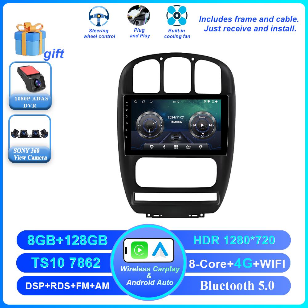 Android 16 For Dodge Caravan 4 For Chrysler Grand Voyager RS 2000 - 2012 Auto Wireless Carplay Car Radio Multimedia Video Tools