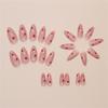 24 Pcs Valentines Day Press On Nail Glossy False Nail Heart Artificial Nail Almond Shape Full Cover Stick on Nail