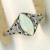Vintage Inlaid Faux Opal Women's Ring Dazzling CopperColor Hand Carving Daily Wear Party Jewelry Anniversary Gift