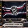 Wall Hanging Tapestry Custom NameBayern Munich Pattern Personalized Printed Fabric Wall Decor
