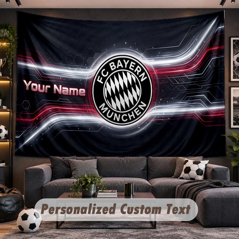 Wall Hanging Tapestry Custom NameBayern Munich Pattern Personalized Printed Fabric Wall Decor