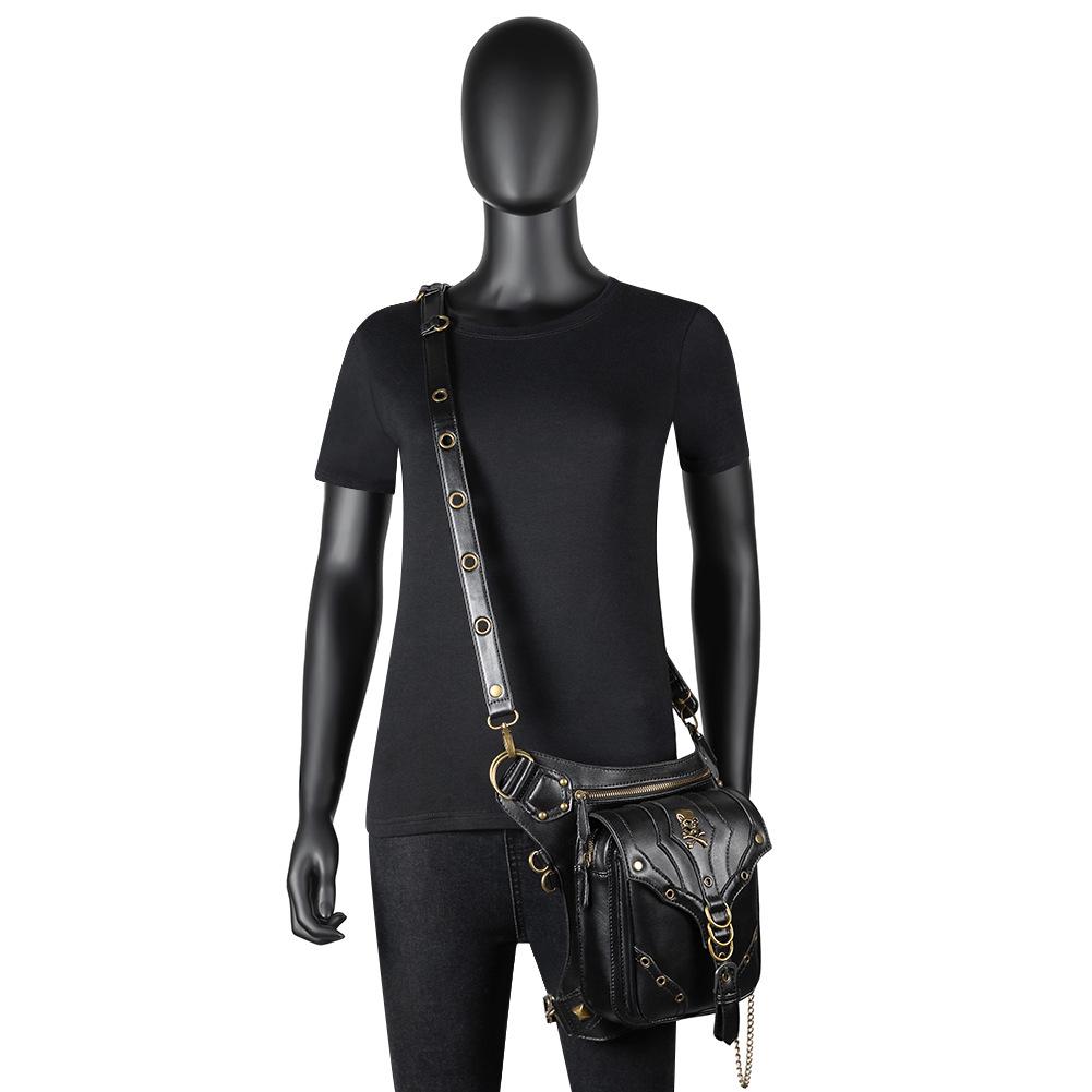 2024 Trendy Women's Black PU Chain Crossbody Shoulder Bag - Small Outdoor Waist Bag