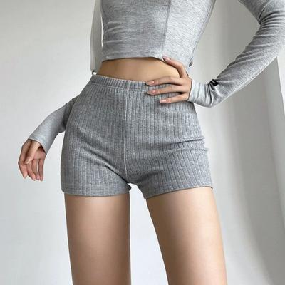 European and American Tight High Waisted Knitted Leggings Shorts for Women Solid Slimming Elastic Spicy Girl Wrapped Buttocks Slim Fit Hot Pants