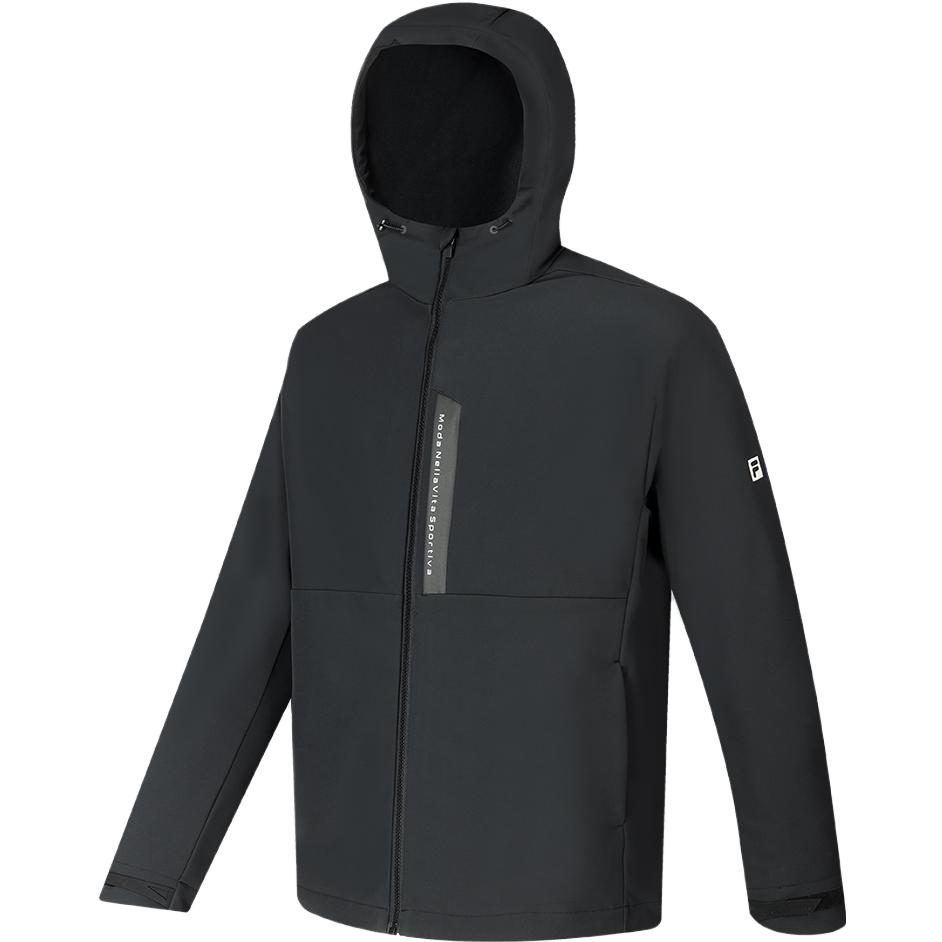 FILA Official 2023 Winter New Outdoor Quilted Lightweight Down Jacket Two-Piece Warm Coat Hooded Woven Vest Men Outerwear Deep-Black A11M341914F-BK