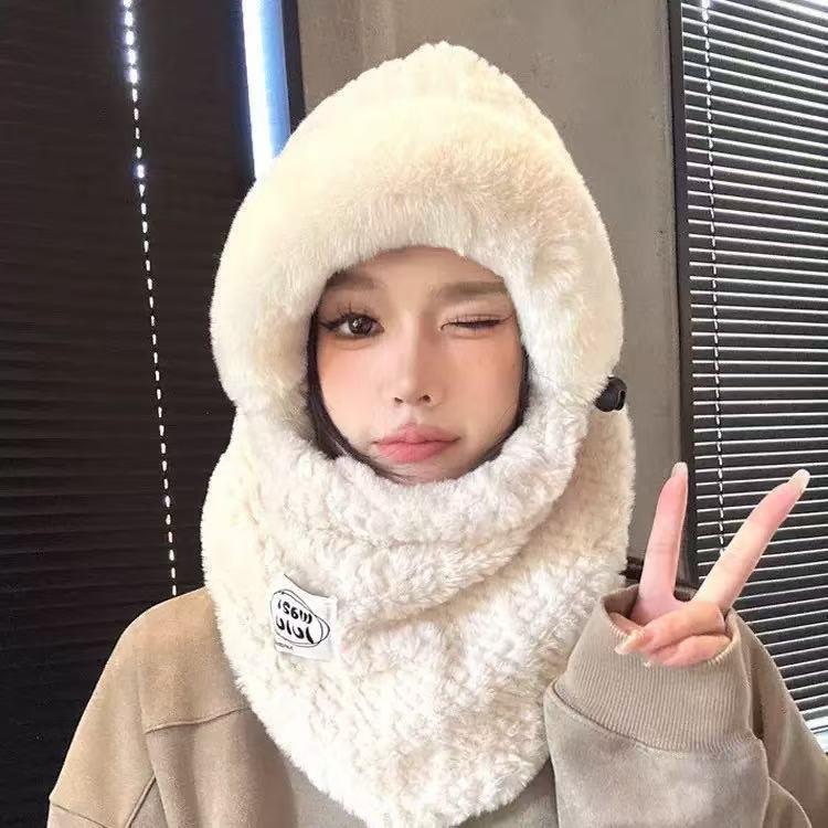 Cold scarf integrated plush hat men's and women's autumn and winter ear protection thickened cycling warm windproof ear protection hat wholesale