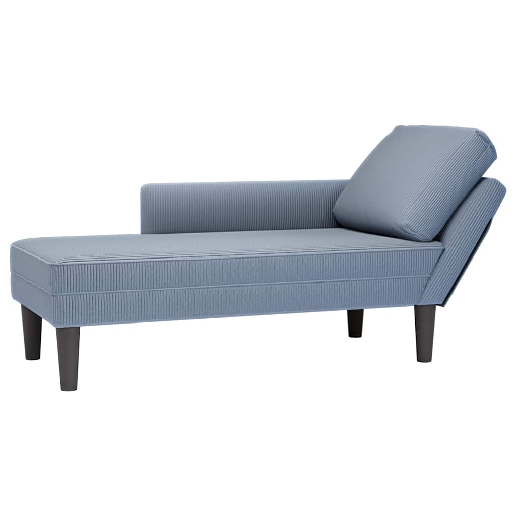 Blaue Kord-Chaiselongue mit Kissen
