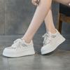 Fashion Mesh White Shoes for Women 2025 New Spring Hot Items Versatile Sports Genuine Leather Lace Mesh Sole Board Shoes