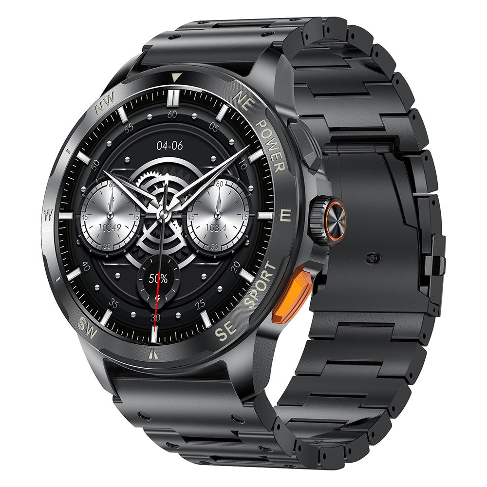 AK77 Steel Strap 1.43-inch AMOLED Smart Watch Sleep Health Monitoring Bluetooth-compatible Call Sports Watch
