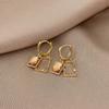 Vintage Purple Square Rhinestone Ear Clips Minimalist Elegant Earrings for Round Square Faces