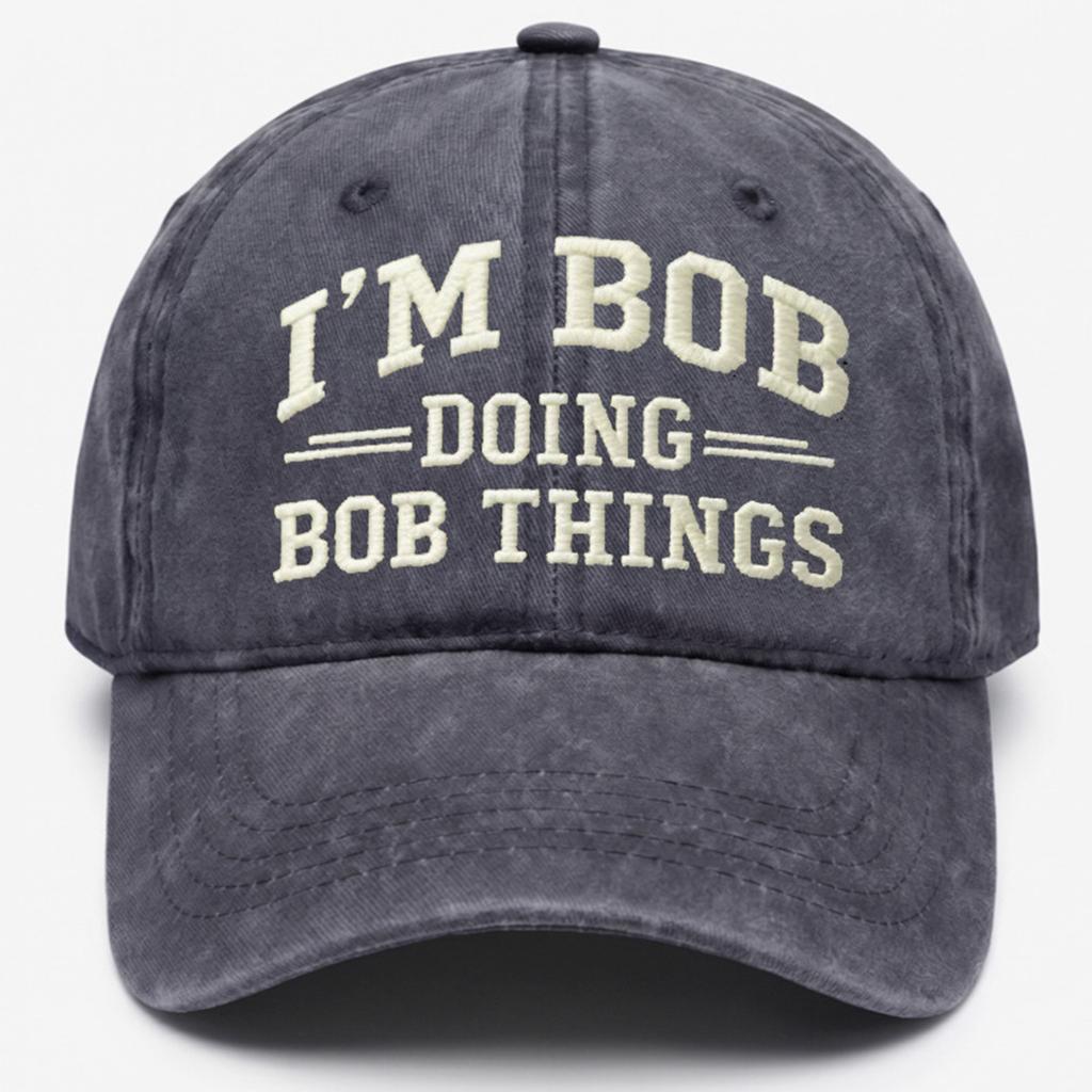 Men's Embroidered Baseball Cap Soft Top Adjustable Strapback Casual Outdoor Hat with Lettering Design Durable Cotton Material