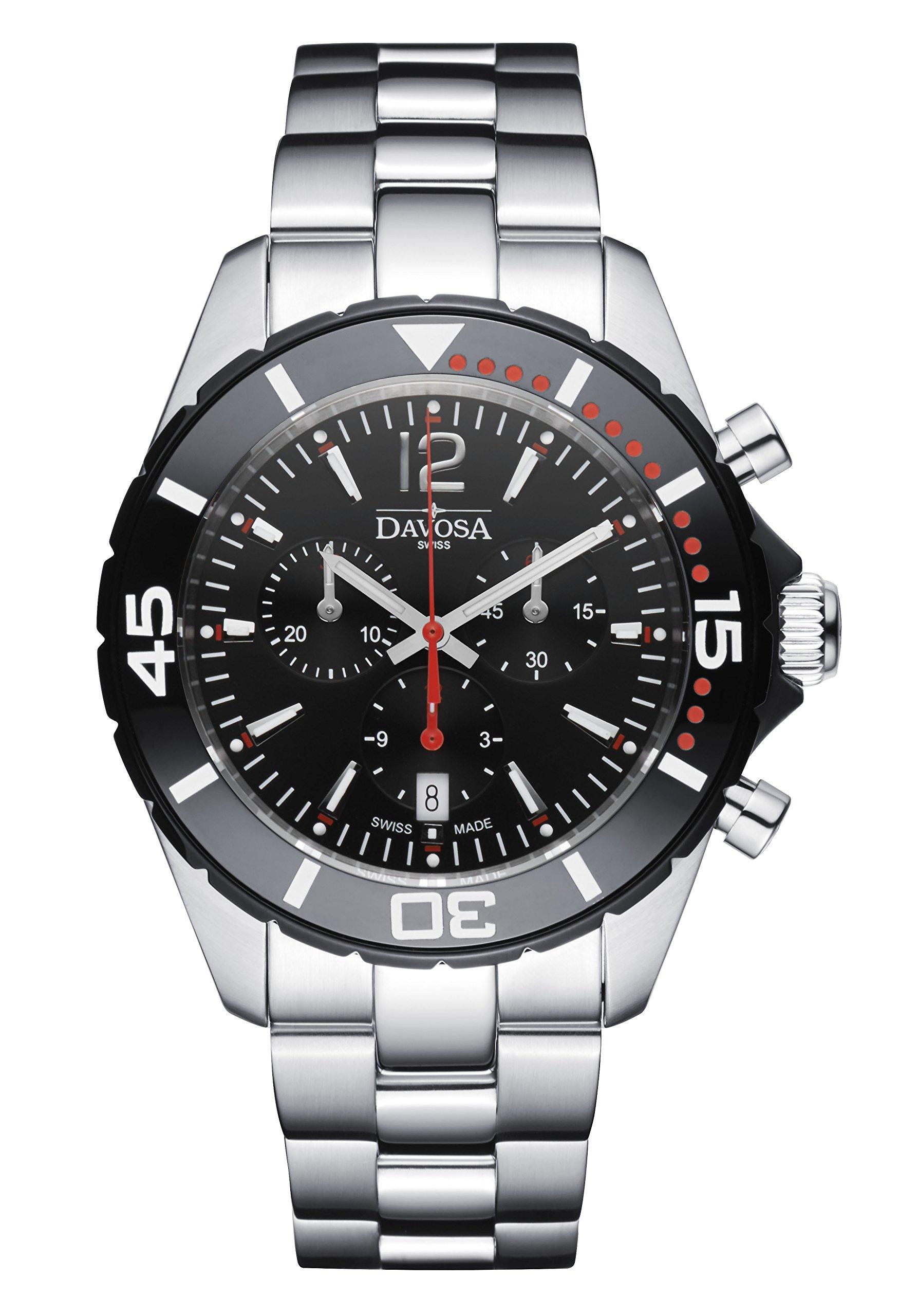 

Watch 10ATM Water Resistant Nautic Star Chrono Swiss Made Silver [Davosa] 163.473.65 Men s чорний