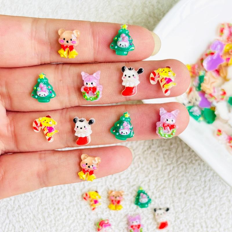 60Pcs New Mini Cartoon Cute Christmas Series Resin Flat Back Scrapbook Diy Nail Decoration Component Holiday Gifts A139