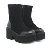Fashion Fashion Black Ankle Boots For Women Thick Heels Spring Autumn Flock Platform Shoes High Heels Black Zipper Ladies Boots 2025
