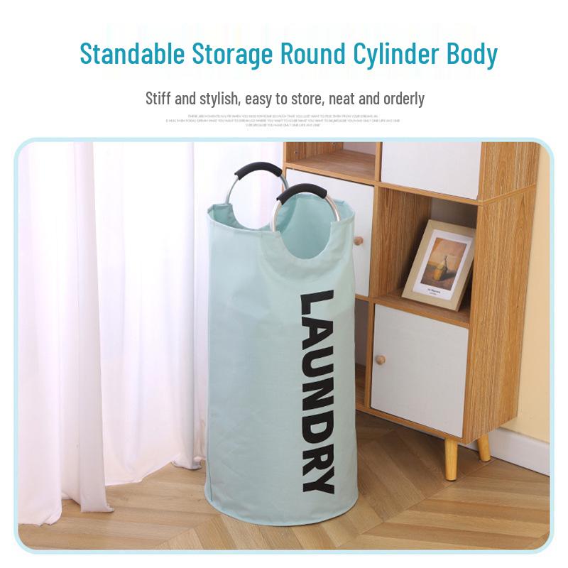 Foldable Large Capacity Oxford Cloth Laundry Basket with Alloy Handle