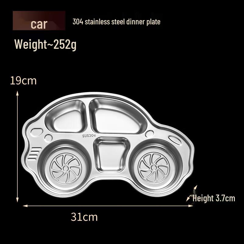 Dedelai 304 Stainless Steel Kids Divided Dinner Plates (10-Pack)