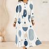 Women Plus Size Abstract Printed Two Piece Dress Set Three Quarter Sleeve Cardigan Sleeveless Long Dress