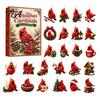 Acrylic Ornament Collection Red Bird Advent Calendar, 24-Day Christmas Countdown Set with Ornaments, 2D Tree Hanging Decor, Holiday Gift for