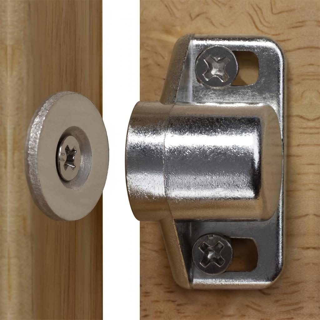 Magnetic Cabinet Catches with Metal Finish, Magnet Door Latch for Kitchen Cabinet and Wardrobe Closets, Heavy-Duty Metal Materia