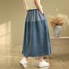 Plus Size Summer Denim Skirts Women Clothing Blue Elastic Vintage A-Line Jeans Skirt High Waist
