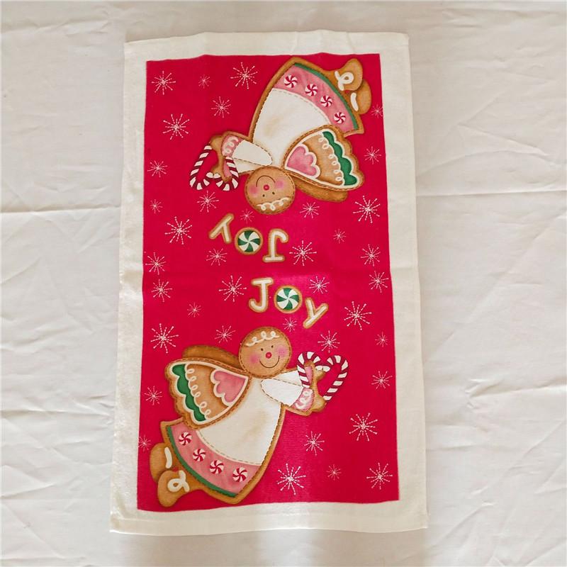 1Pc Christmas Series Printed Cotton Tea Towel Kitchen Dishcloth Cleaning Tool Xmas Party Decor Gift