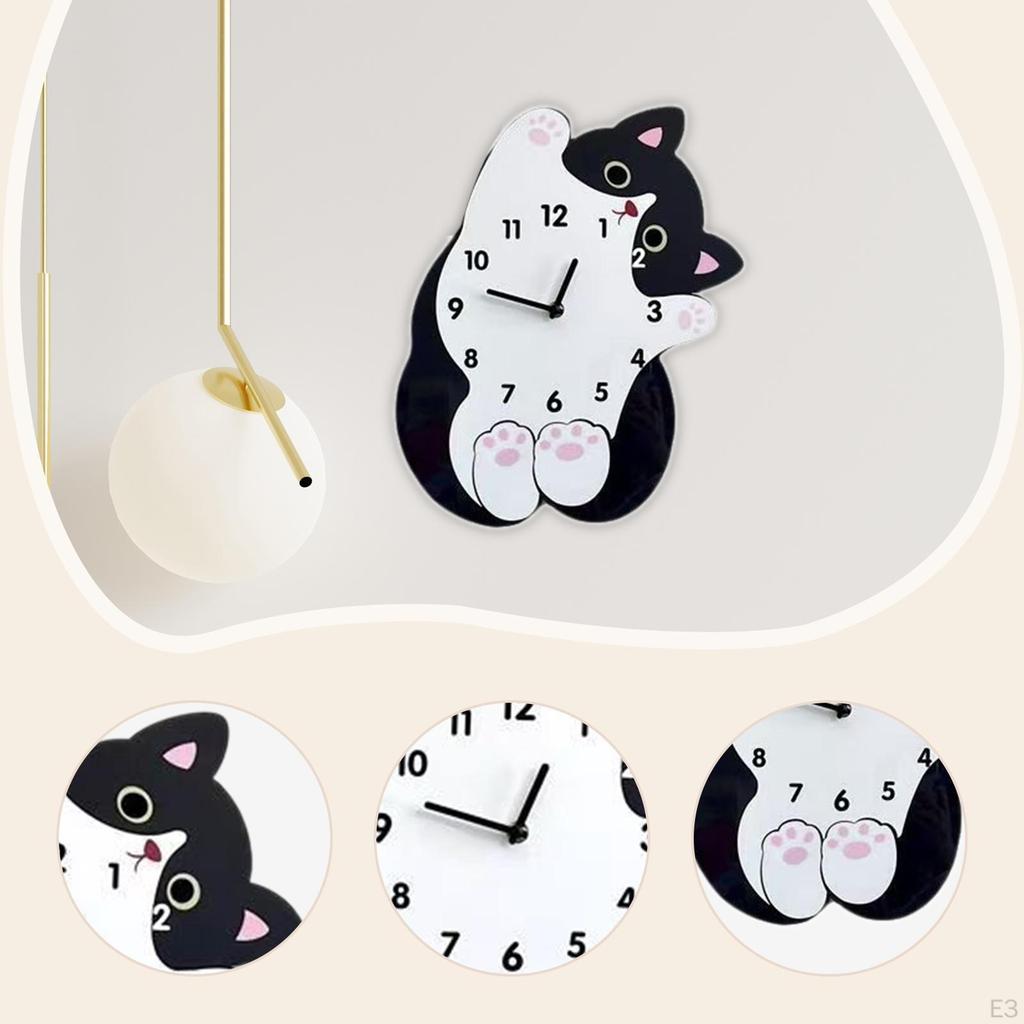 Cartoon Clock Home Decor Decorative Housewarming Gift Wall Art Silent for Bathroom Dorm