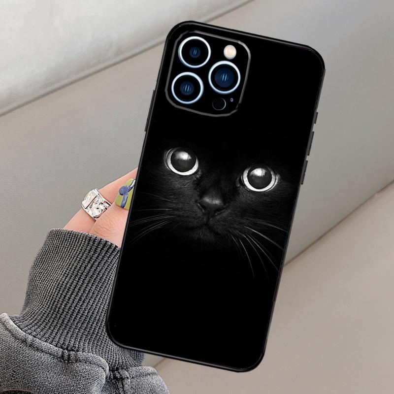 Black Cat Staring Eye Phone Case For iPhone 16 15 13 12 11 14 Pro Max 15 16 Plus 12 13 mini XR 16e Funda Cover