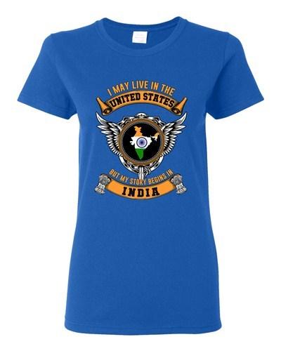 Ladies I May Live In US But My Story Begins In Indian Native DT T-Shirt Tee Unisex T-Shirt L
