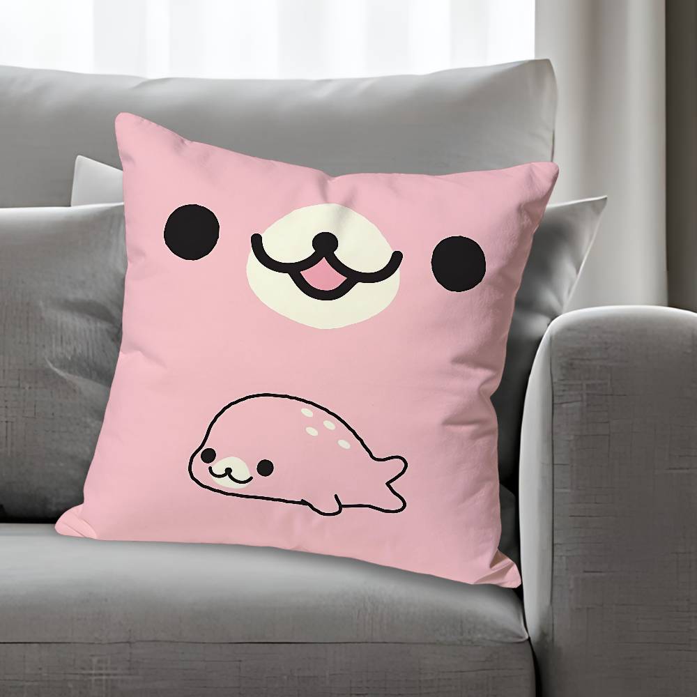 M-Mamegoma S-Seal Cute Meme Pillow Cases for Bedroom Living Room Sofa Home Decor Polyester Cushion Cover with Zipper