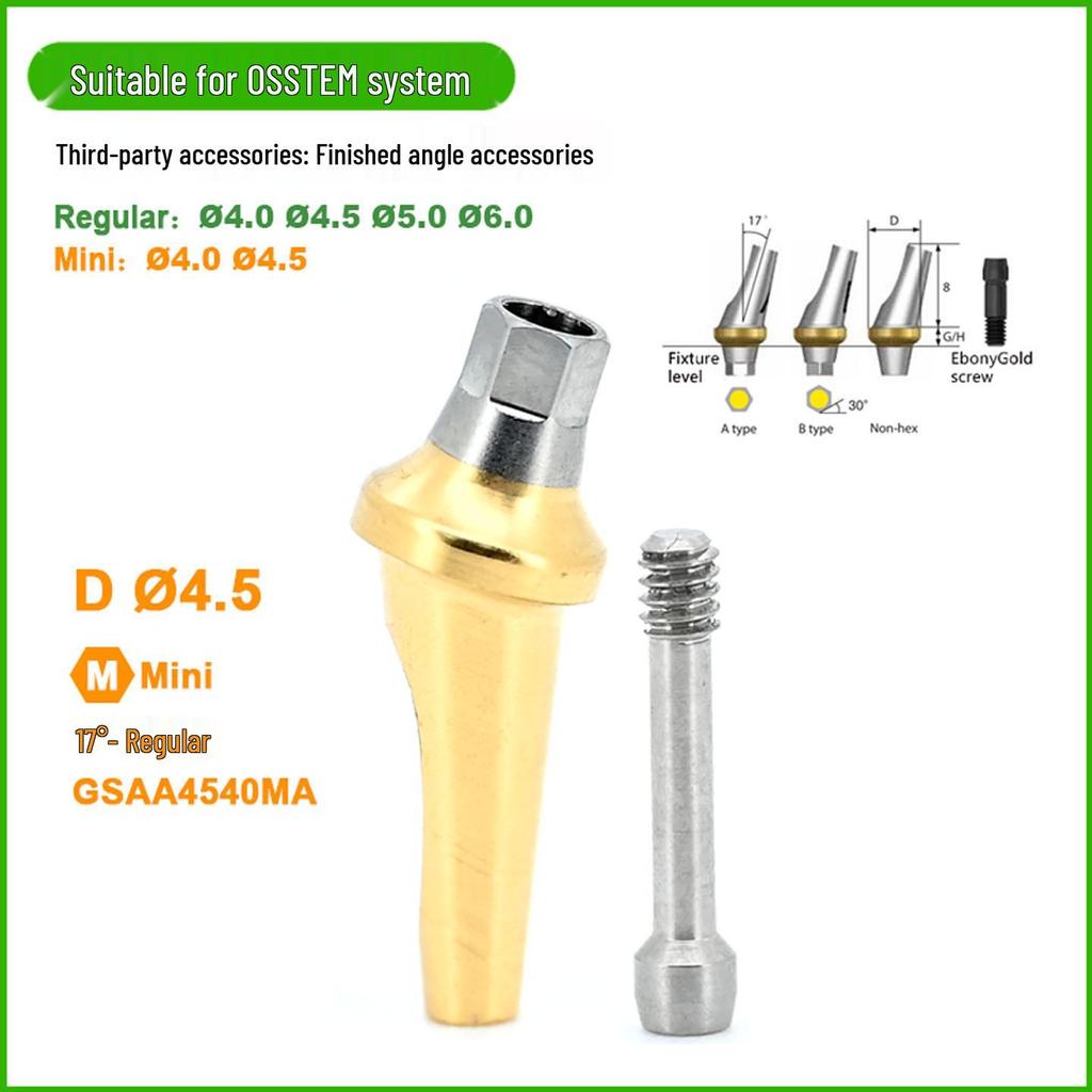 Kompatibler Titan-Basisaufbau für OSSTEM-Implantate: Abgewinkelte Einzelkronen-Restauration