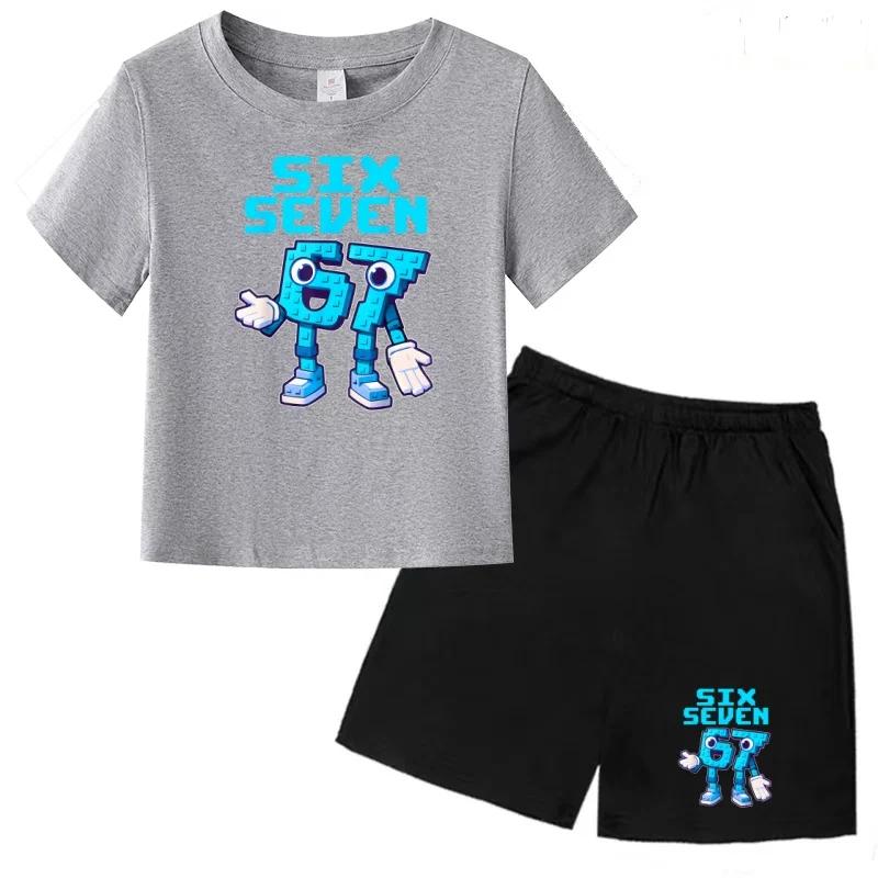 3-12 Ensemble décontracté sportif pour garçons et filles, T-shirt d'été cool à manches courtes et imprimé numéros 6 et 7, style