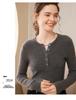 Women's Cashmere Knit Slimming Sweater: French Style, Button-Up, Half-Open Collar, Long Sleeve, Round Neck, Warm Base Layer for Autumn/Winter.